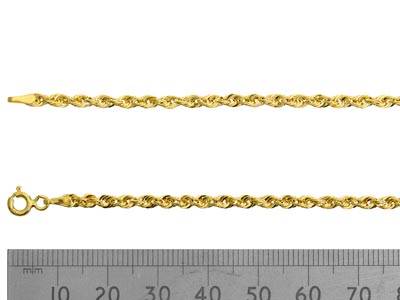 9ct Yellow Gold 2.6mm Hollow       Sparkle Rope Chain 18