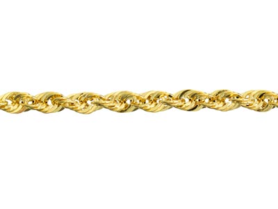 9ct Yellow Gold 2.6mm Hollow       Sparkle Rope Chain 18