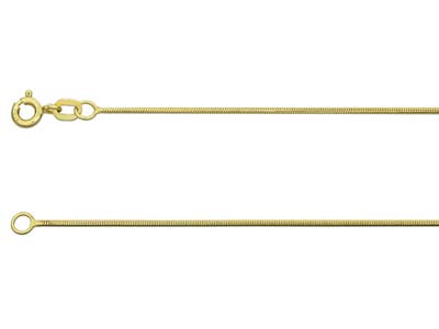 9ct Yellow Gold 0.9mm Round Snake  Chain 1640cm Hallmarked