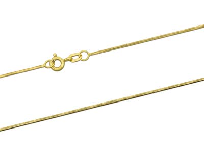 9ct Yellow Gold 0.9mm Round Snake  Chain 16