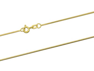 9ct Yellow Gold 0.9mm Round Snake  Chain 18