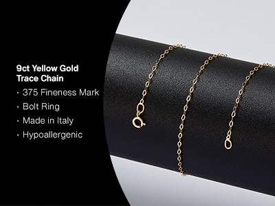 9ct Yellow Gold 1.2mm Trace Chain  16