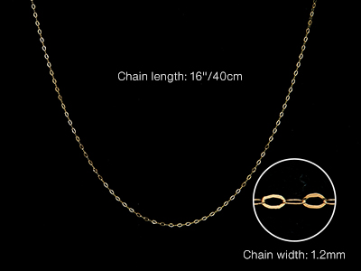 9ct Yellow Gold 1.2mm Trace Chain  16
