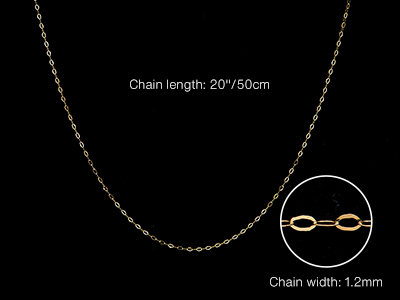 9ct Yellow Gold 1.2mm Trace Chain  20