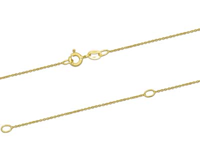 9ct Yellow Gold 0.9mm Extendable    Hammered Trace Chain 18-20