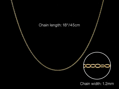 9ct Yellow Gold 1.2mm Trace Chain  18