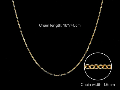 9ct Yellow Gold 1.6mm Trace Chain  16