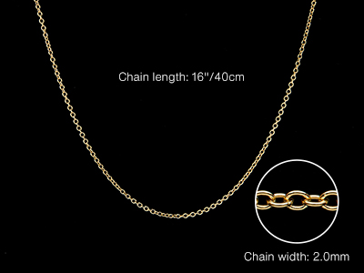 9ct Yellow Gold 2.0mm Trace Chain  16