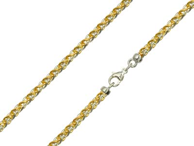 9ct Yellow & White Gold 4.2mm Spiga Bracelet 7.5