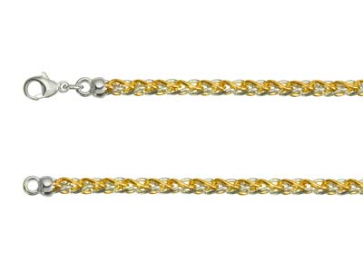 9ct Yellow & White Gold 4.2mm Spiga Bracelet 7.5