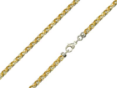 9ct Yellow & White Gold 4.2mm Spiga Chain 16