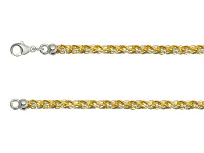 9ct Yellow & White Gold 4.2mm Spiga Chain 16