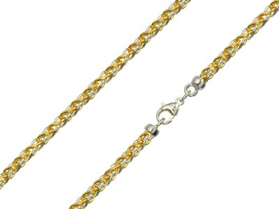 9ct Yellow & White Gold 4.2mm Spiga Chain 18