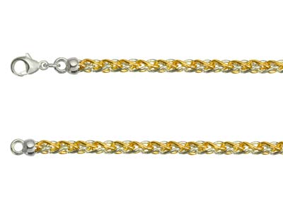 9ct Yellow & White Gold 4.2mm Spiga Chain 18