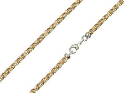 9ct Red & White Gold 4.2mm Spiga   Chain 16