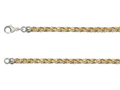 9ct Red & White Gold 4.2mm Spiga   Chain 16
