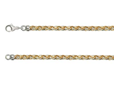9ct Red & White Gold 4.2mm Spiga   Chain 18