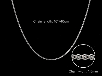 9ct White Gold 1.5mm Spiga Chain   16