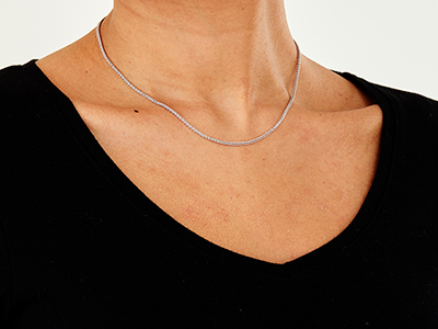9ct White Gold 1.5mm Spiga Chain   16