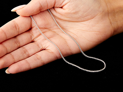 9ct White Gold 1.5mm Spiga Chain   16