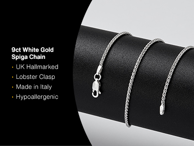 9ct White Gold 1.5mm Spiga Chain   18