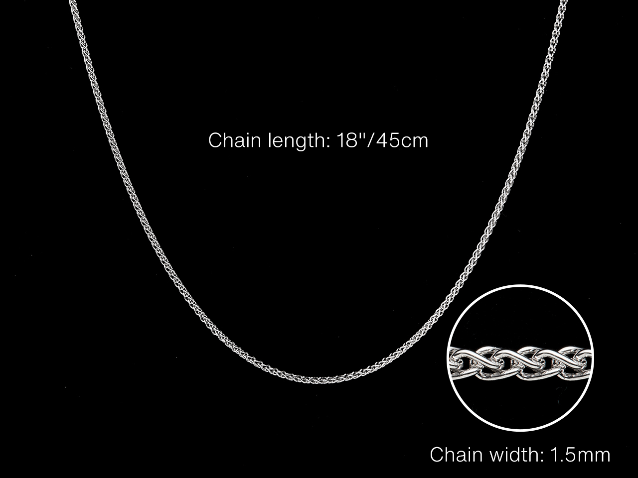 9ct White Gold necklace Chain Spiga Wheat 16in-20in Italian Made Hallmarked