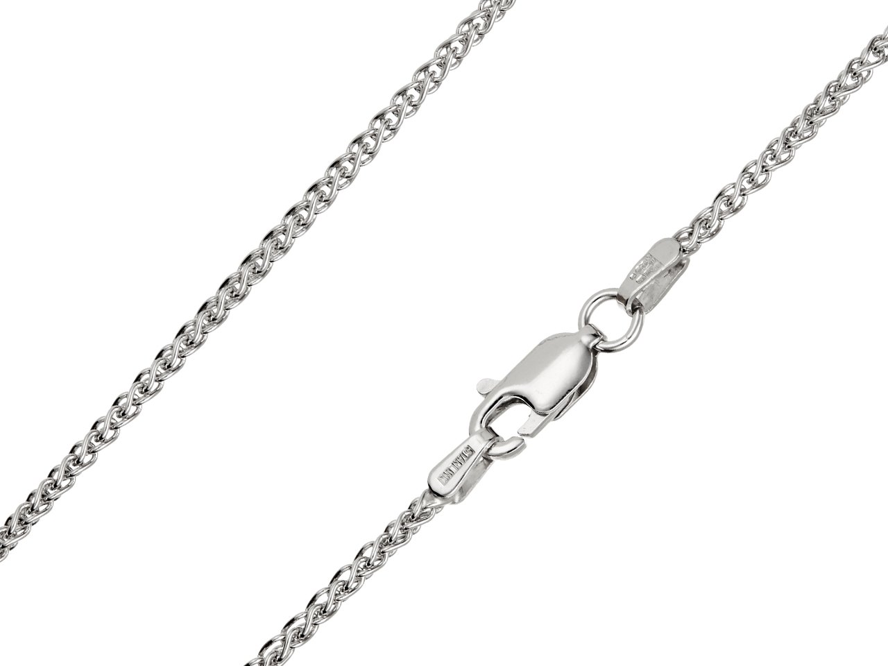 9ct White Gold necklace Chain Spiga Wheat 16in-20in Italian Made Hallmarked