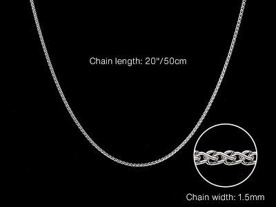 9ct White Gold 1.5mm Spiga Chain   20