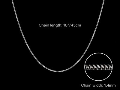 9ct White Gold 1.4mm Diamond Cut   Curb Chain 18