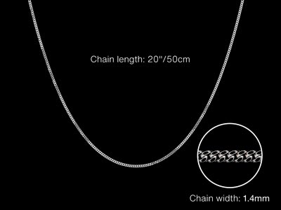 9ct White Gold 1.4mm Diamond Cut   Curb Chain 20