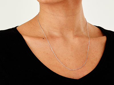 9ct White Gold 0.8mm Diamond Cut   Belcher Chain 20