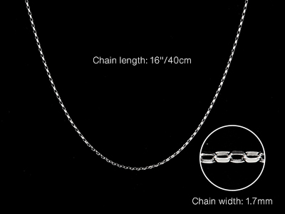 9ct White Gold 1.7mm Diamond Cut   Belcher Chain 16