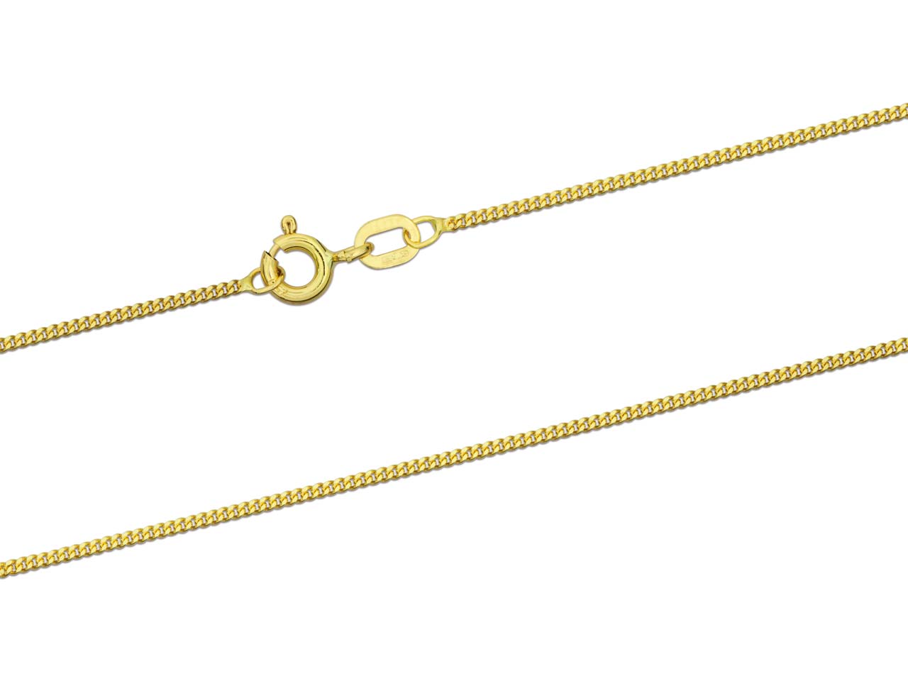 18ct Yellow Gold Diamond Cut Curb Necklace Chain, 16-18" Length