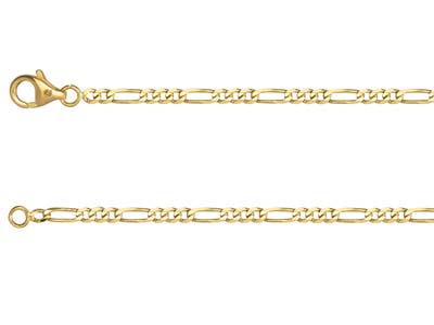 18ct Yellow Gold 2mm 3+1 Figaro    Chain 18