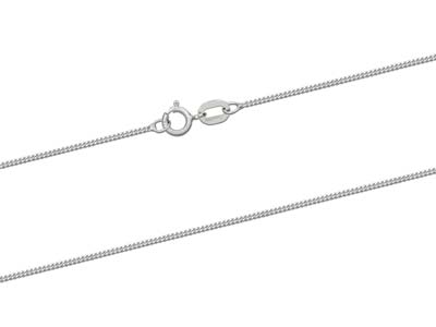 18ct White Gold 0.8mm Diamond Cut  Curb Chain 16