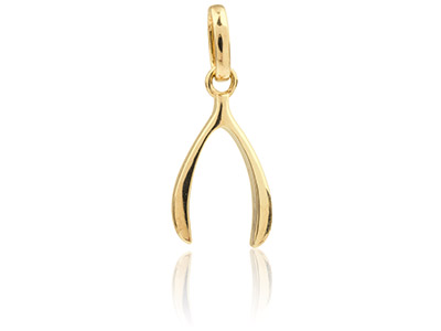 9ct Yellow Gold Wishbone Pendant - Standard Image - 1