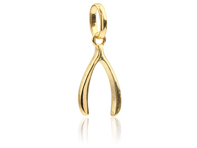 9ct Yellow Gold Wishbone Pendant - Standard Image - 2