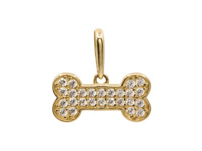 9ct Yellow Gold Dog Bone Design    Pendant With Cubic Zirconia - Standard Image - 1