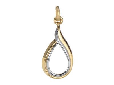 9ct Yellow Gold Two Tone Curved    Drop Pendant