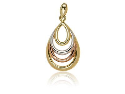 9ct 3 Colour Teardrop Pendant - Standard Image - 1