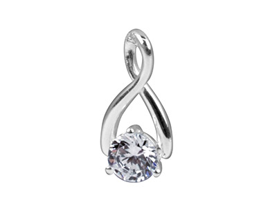 Sterling Silver Pendant            Cubic Zirconia Twist - Standard Image - 1