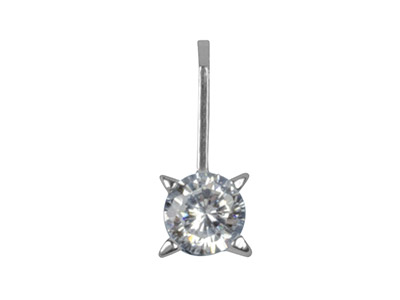 Sterling Silver Pendant Round      Cubic Zirconia