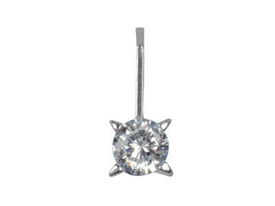 Sterling Silver Pendant Round      Cubic Zirconia - Standard Image - 1