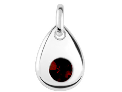 Sterling Silver Pendant January    Birthstone 4mm Garnet Crystal