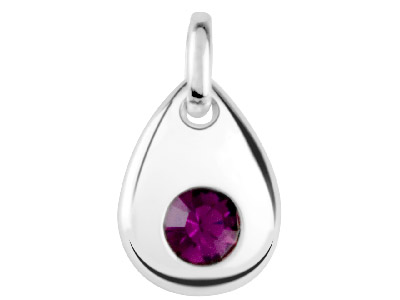 Sterling Silver Pendant February   Birthstone 4mm Amethyst Crystal