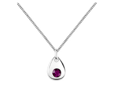 Sterling Silver Pendant February   Birthstone 4mm Amethyst Crystal - Standard Image - 2