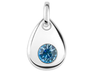 Sterling Silver Pendant March      Birthstone 4mm Aquamarine Crystal