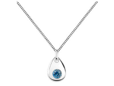 Sterling Silver Pendant March      Birthstone 4mm Aquamarine Crystal - Standard Image - 2