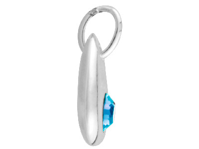 Sterling Silver Pendant March      Birthstone 4mm Aquamarine Crystal - Standard Image - 3
