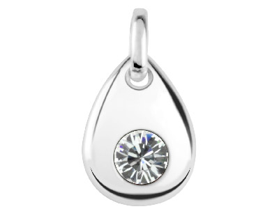 Sterling Silver Pendant April      Birthstone 4mm Clear Crystal - Standard Image - 1